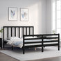 Bed Frame without Mattress Black 150x200 cm Solid Wood Pine