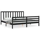 Bed Frame without Mattress Black 183x203 cm King Solid Wood Pine