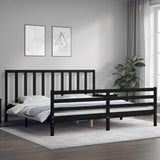 Bed Frame without Mattress Black 183x203 cm King Solid Wood Pine - Side View