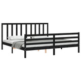Bed Frame without Mattress Black 183x203 cm King Solid Wood Pine