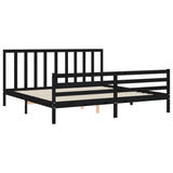 Bed Frame without Mattress Black 183x203 cm King Solid Wood Pine - 45-Degree Angle