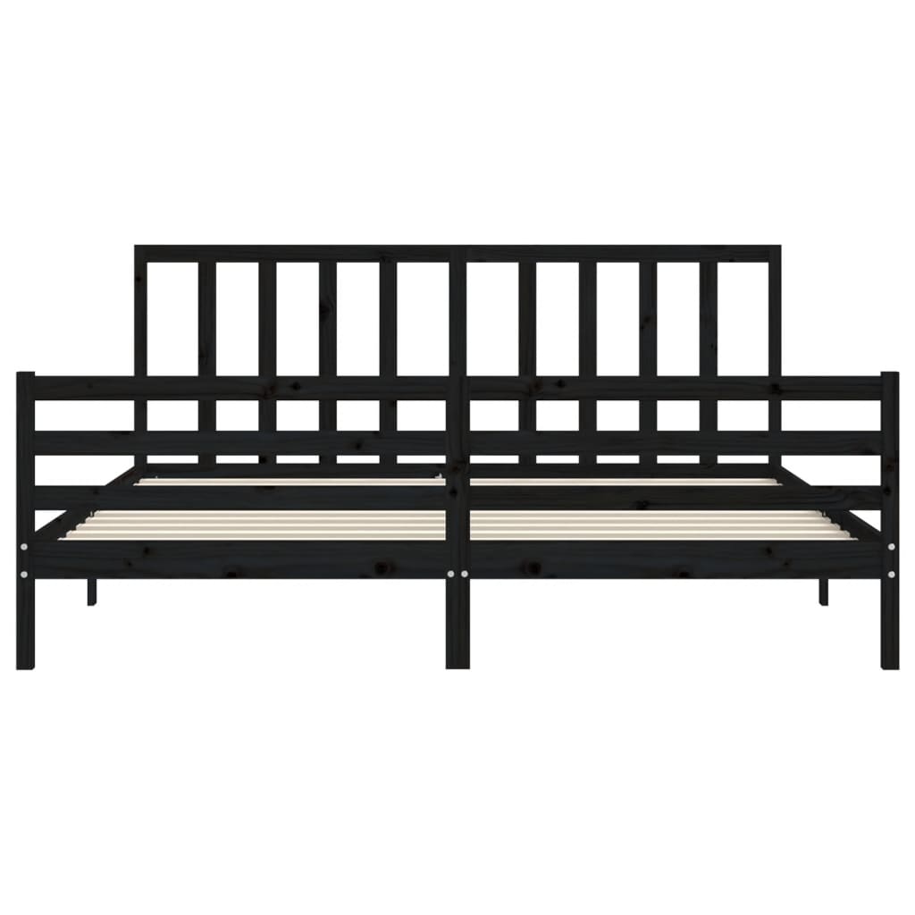 Bed Frame without Mattress Black 183x203 cm King Solid Wood Pine