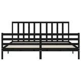 Bed Frame without Mattress Black 183x203 cm King Solid Wood Pine - Rear View