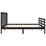 Bed Frame without Mattress Black 183x203 cm King Solid Wood Pine - Close-Up Angle