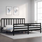 Bed Frame without Mattress Black 183x203 cm King Solid Wood Pine