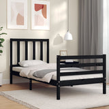 Bed Frame without Mattress Black 90x190 cm Solid Wood Pine