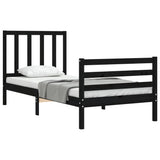 Bed Frame without Mattress Black 90x190 cm Solid Wood Pine