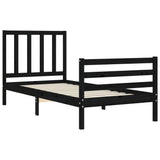 Bed Frame without Mattress Black 90x190 cm Solid Wood Pine