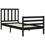 Bed Frame without Mattress Black 90x190 cm Solid Wood Pine