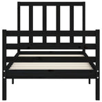 Bed Frame without Mattress Black 90x190 cm Solid Wood Pine