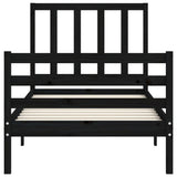 Bed Frame without Mattress Black 90x190 cm Solid Wood Pine - Rear View