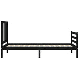 Bed Frame without Mattress Black 90x190 cm Solid Wood Pine - Close-Up Angle