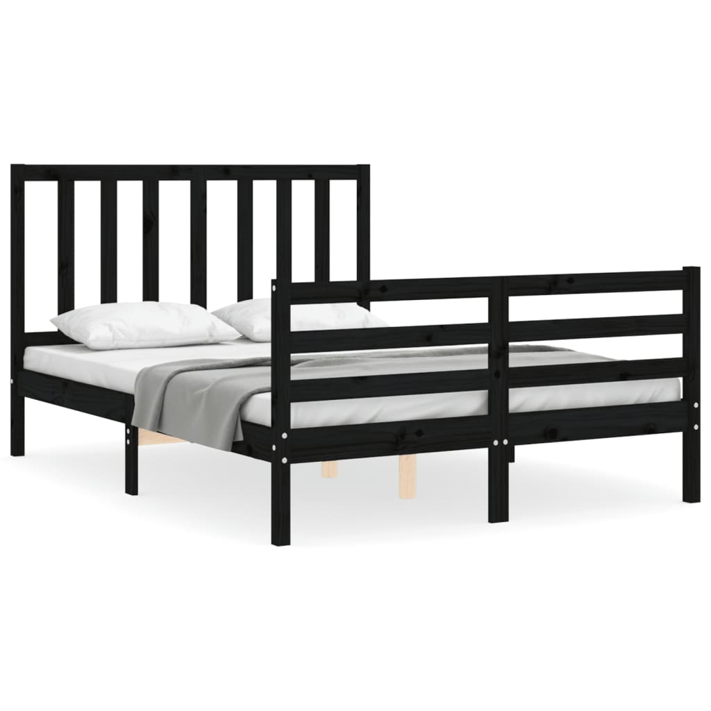 Bed Frame without Mattress Black 135x190 cm Solid Wood Pine