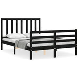 Bed Frame without Mattress Black 135x190 cm Solid Wood Pine