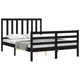 Bed Frame without Mattress Black 135x190 cm Solid Wood Pine - Top-Down View