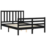 Bed Frame without Mattress Black 135x190 cm Solid Wood Pine - 45-Degree Angle