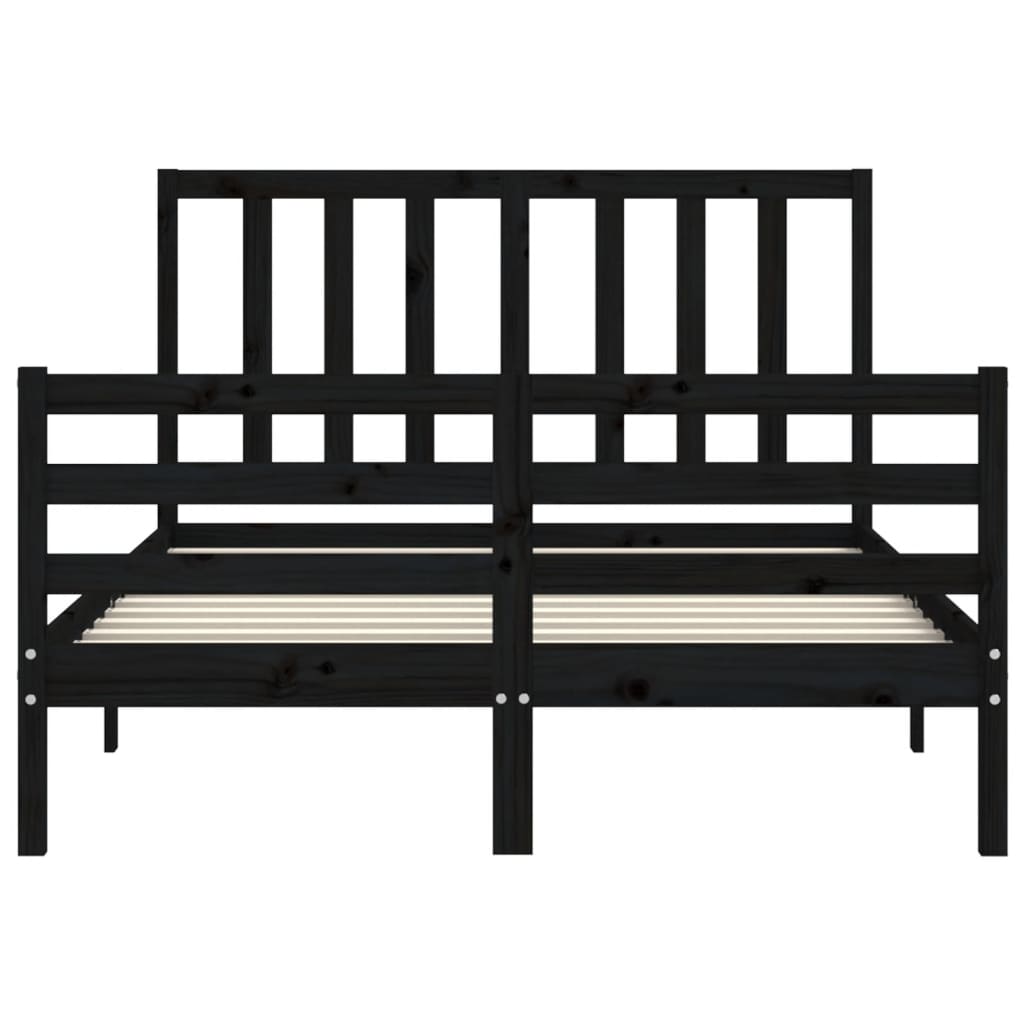 Bed Frame without Mattress Black 135x190 cm Solid Wood Pine