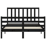 Bed Frame without Mattress Black 135x190 cm Solid Wood Pine - Rear View