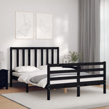 Bed Frame without Mattress Black 135x190 cm Solid Wood Pine
