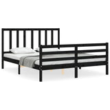 Bed Frame without Mattress Black 150x200 cm Solid Wood Pine
