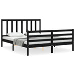 Bed Frame without Mattress Black 150x200 cm Solid Wood Pine