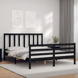 Bed Frame without Mattress Black 150x200 cm Solid Wood Pine