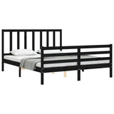 Bed Frame without Mattress Black 150x200 cm Solid Wood Pine