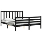 Bed Frame without Mattress Black 150x200 cm Solid Wood Pine