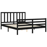 Bed Frame without Mattress Black 150x200 cm Solid Wood Pine - 45-Degree Angle