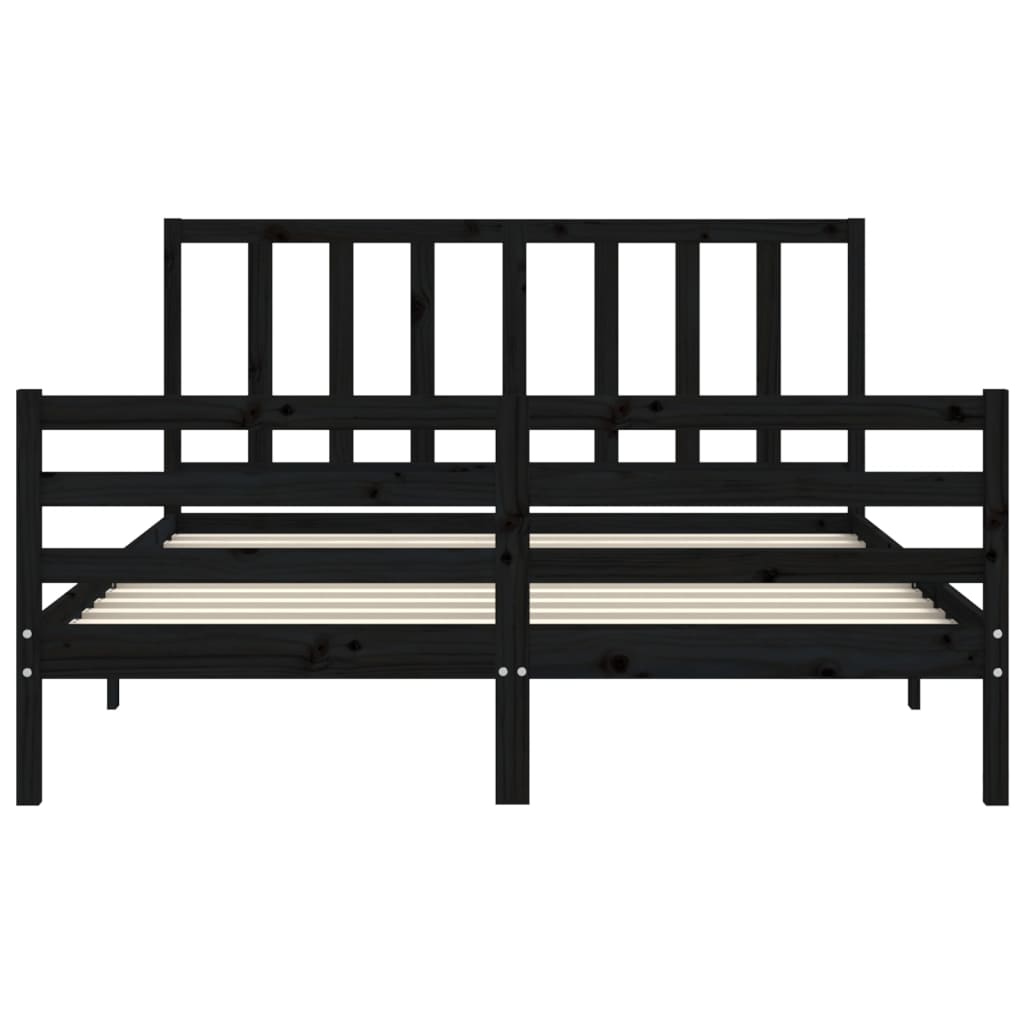 Bed Frame without Mattress Black 150x200 cm Solid Wood Pine