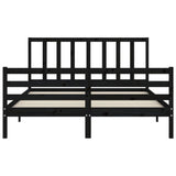 Bed Frame without Mattress Black 150x200 cm Solid Wood Pine - Rear View