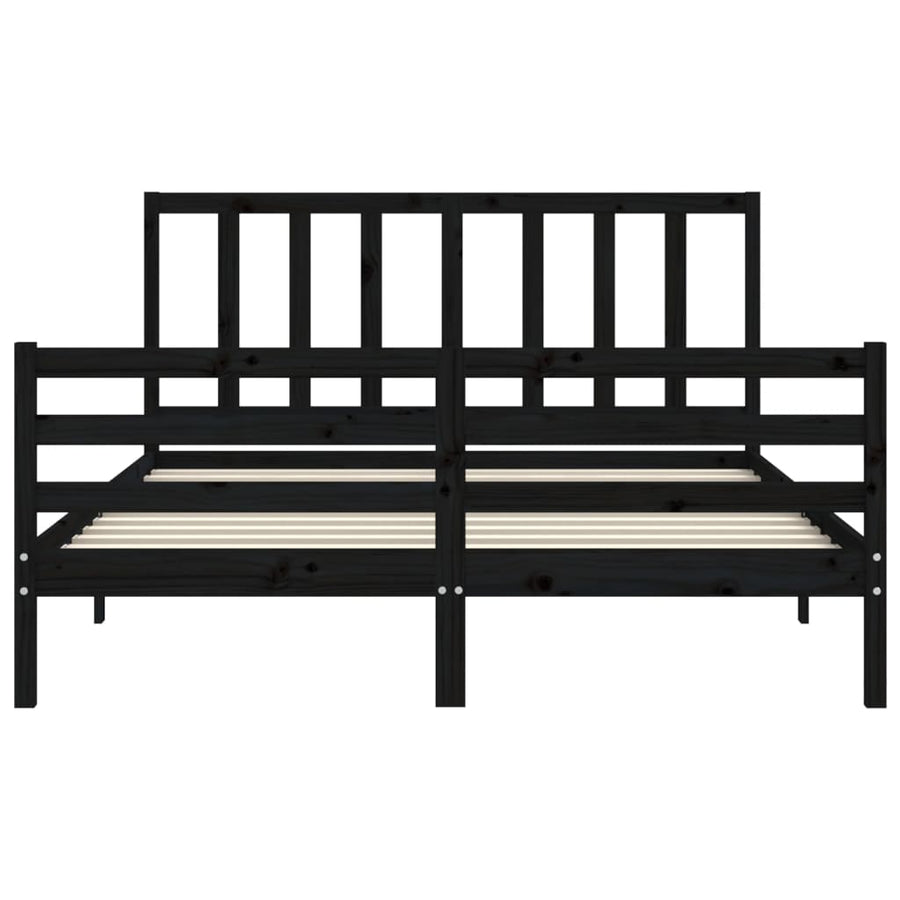 Bed Frame without Mattress Black 150x200 cm Solid Wood Pine