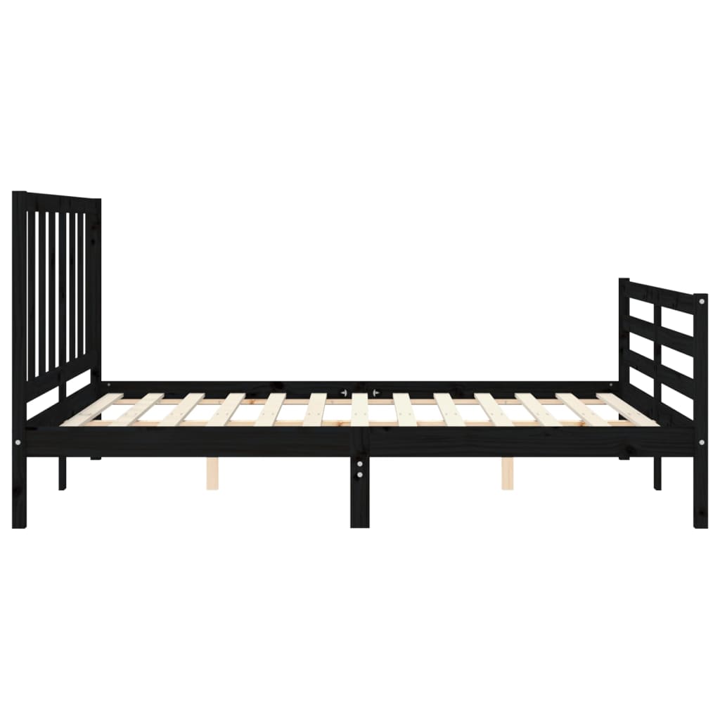 Bed Frame without Mattress Black 150x200 cm Solid Wood Pine