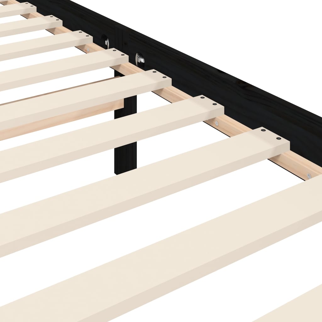 Bed Frame without Mattress Black 150x200 cm Solid Wood Pine