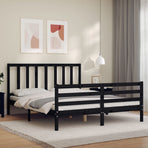 Bed Frame without Mattress Black 150x200 cm Solid Wood Pine