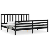 Bed Frame without Mattress Black 183x203 cm King Solid Wood Pine