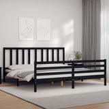 Bed Frame without Mattress Black 183x203 cm King Solid Wood Pine - Side View