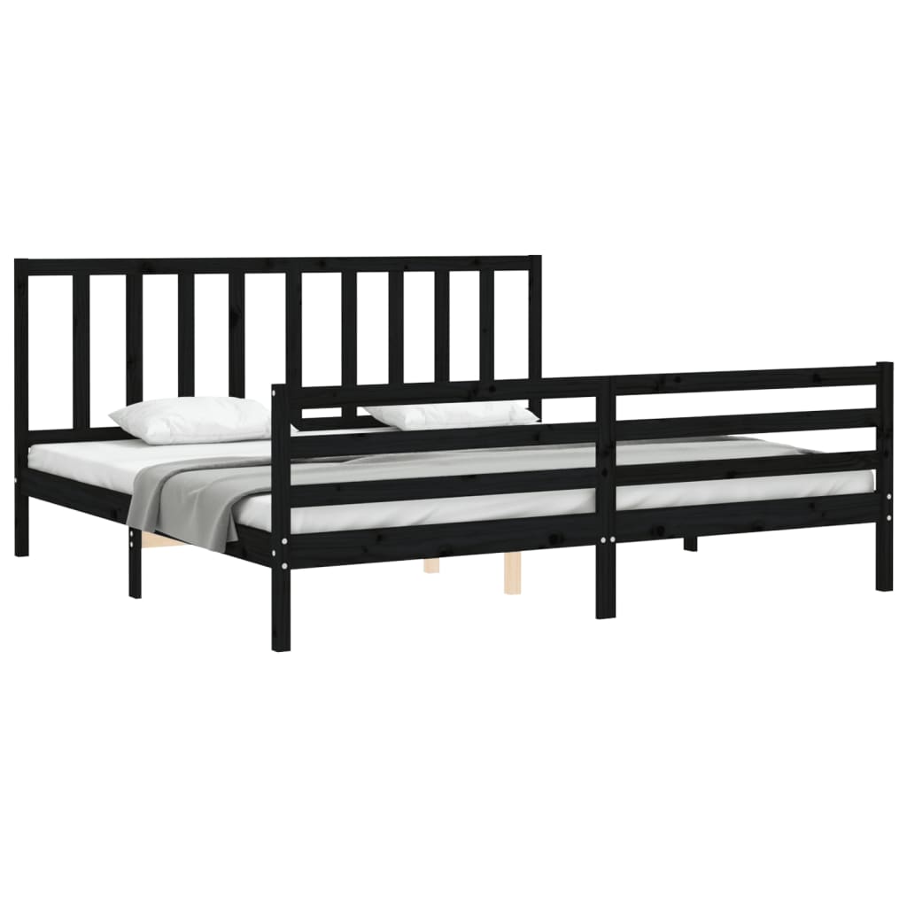 Bed Frame without Mattress Black 183x203 cm King Solid Wood Pine