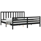 Bed Frame without Mattress Black 183x203 cm King Solid Wood Pine - Top-Down View