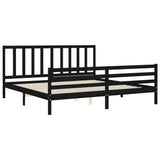Bed Frame without Mattress Black 183x203 cm King Solid Wood Pine - 45-Degree Angle