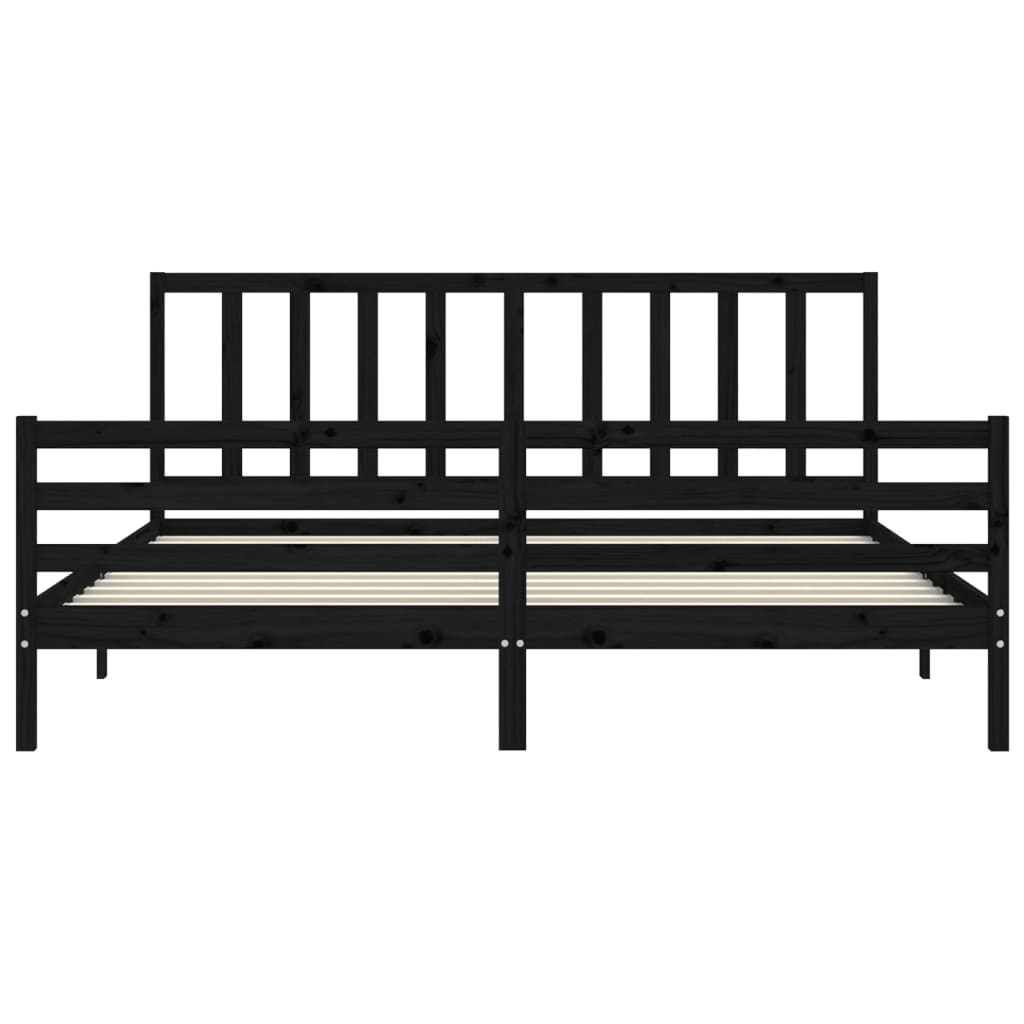 Bed Frame without Mattress Black 183x203 cm King Solid Wood Pine
