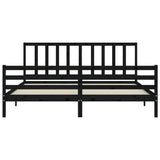 Bed Frame without Mattress Black 183x203 cm King Solid Wood Pine - Rear View