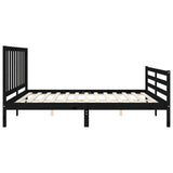 Bed Frame without Mattress Black 183x203 cm King Solid Wood Pine - Close-Up Angle