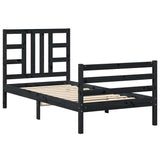 Bed Frame without Mattress Black 90x190 cm Solid Wood Pine - Front View