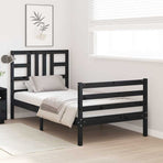 Bed Frame without Mattress Black 90x190 cm Solid Wood Pine
