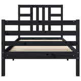 Bed Frame without Mattress Black 90x190 cm Solid Wood Pine