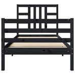 Bed Frame without Mattress Black 90x190 cm Solid Wood Pine