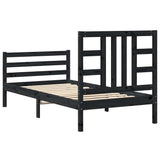 Bed Frame without Mattress Black 90x190 cm Solid Wood Pine
