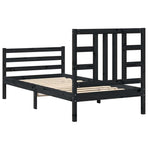 Bed Frame without Mattress Black 90x190 cm Solid Wood Pine