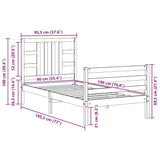 Bed Frame without Mattress Black 90x190 cm Solid Wood Pine